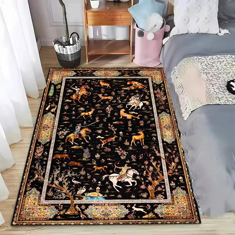 Black Persian Hunting Scene Area Rug Floral Animal Vintage Print Washable Non-Slip Carpet Floormat for Living Kids Room Luxury 40x60CM
Black Persian Hunting Scene Area Rug Floral Animal Vintage Print Washable Non-Slip Carpet Floormat for Living Kids Room Luxury 40x60CM