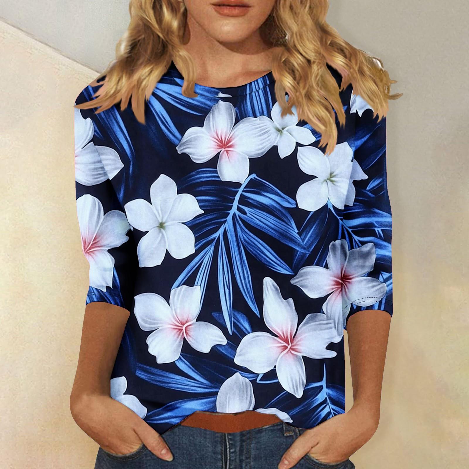 Женская мода повседневная три четверти рукава цветочный принт горловина топ L циан
Женская мода повседневная три четверти рукава цветочный принт горловина топ L циан