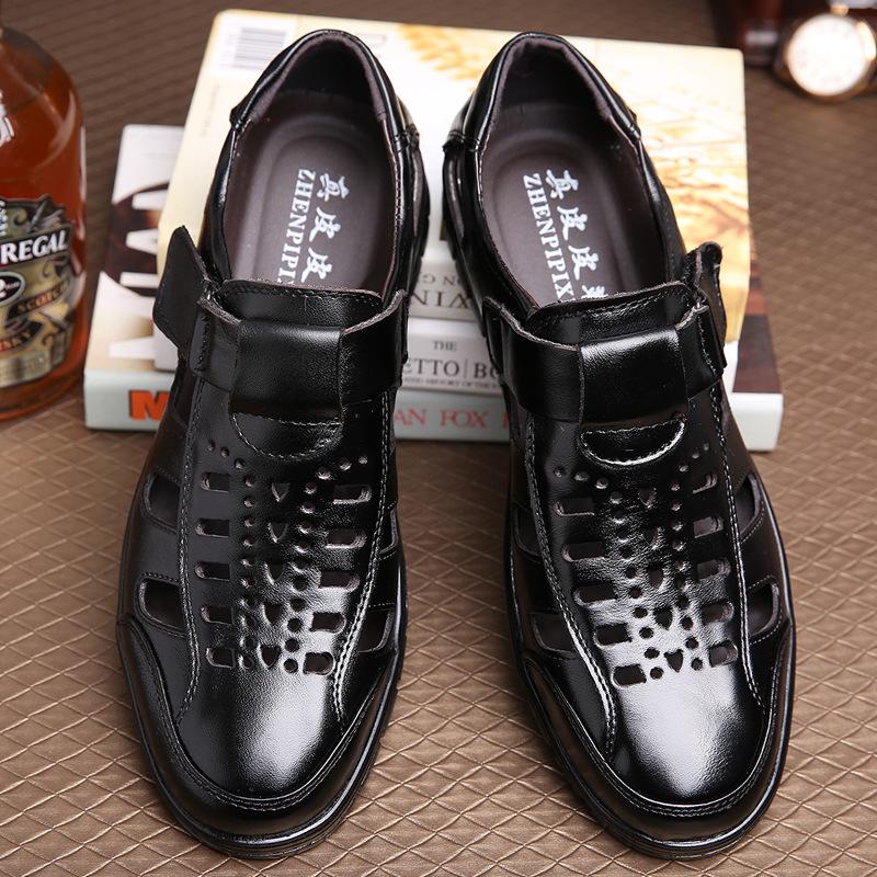 New summer men s sandals genuine leather casual bag head hole shoes cowhide wear-resistant hollow leather shoes 38
New summer men s sandals genuine leather casual bag head hole shoes cowhide wear-resistant hollow leather shoes 38