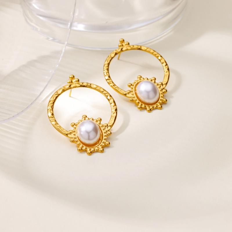 Titanium steel earrings women s oil pressure sunflower pearl ring retro court style stainless steel jewelry 18K
Titanium steel earrings women s oil pressure sunflower pearl ring retro court style stainless steel jewelry 18K