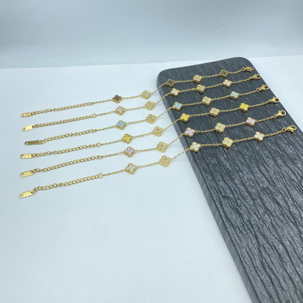 9MM Titanium Steel Four Leaf Flower 5 Flower Bracelet Star Pattern Lucky Four Leaf Clover Bracelet
9MM Titanium Steel Four Leaf Flower 5 Flower Bracelet Star Pattern Lucky Four Leaf Clover Bracelet