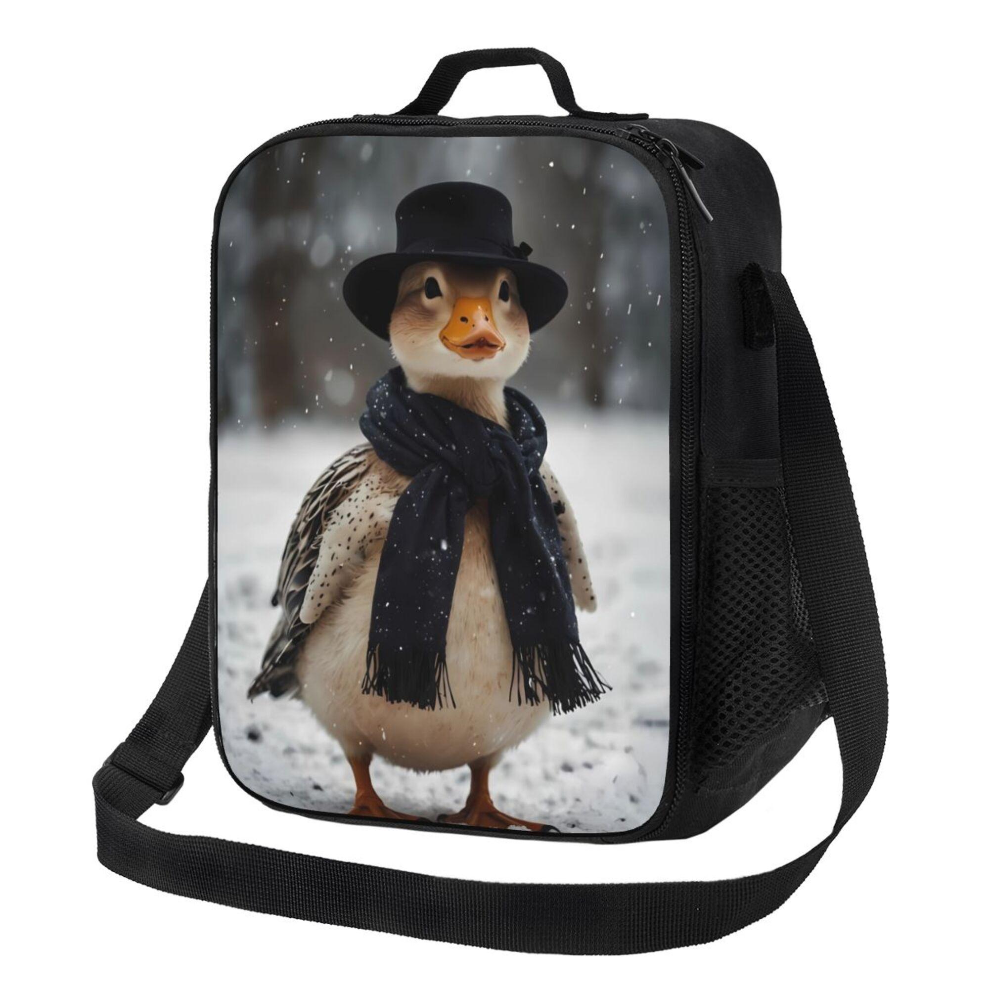 A Portable, Reusable Cooler Bag Featuring Small Duck Design in Snowy Landscape with Hat And Scarf, Perfect for 26.5x20x11.5CM
A Portable, Reusable Cooler Bag Featuring Small Duck Design in Snowy Landscape with Hat And Scarf, Perfect for 26.5x20x11.5CM