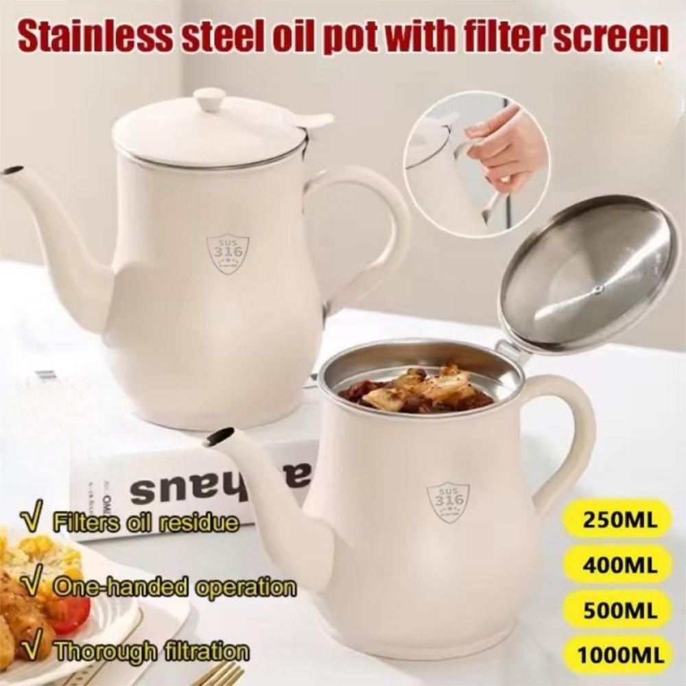 Stainless Steel Oil Pot Household Oil Storage Container Oil Dispenser Bottle Kitchen Utensils 550ml
Stainless Steel Oil Pot Household Oil Storage Container Oil Dispenser Bottle Kitchen Utensils 550ml