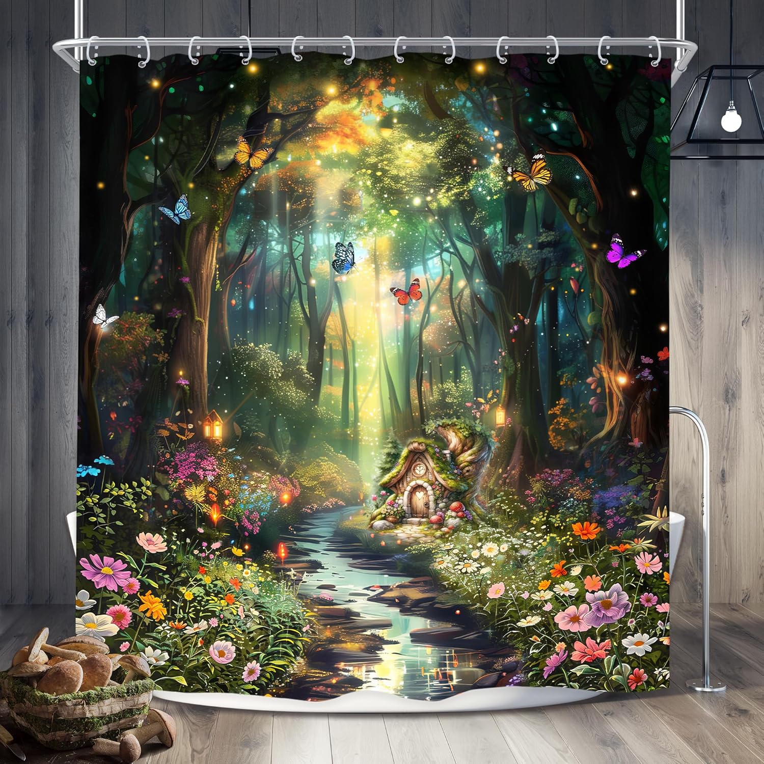 Fantasy Forest Butterfly Shower Curtain Blue Enchanted Trees Fairy Tale Pretty Floral Foggy Wonderland Magic Nature Bathroom W60H190(CM)-1 Pcs
Fantasy Forest Butterfly Shower Curtain Blue Enchanted Trees Fairy Tale Pretty Floral Foggy Wonderland Magic Nature Bathroom W60H190(CM)-1 Pcs