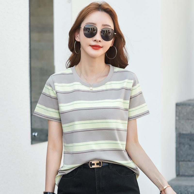 Summer New Striped Plus Size Loose Short Sleeve Women s T-Shirt Round Neck Casual Versatile Top Hot Item 3XL зелений
Summer New Striped Plus Size Loose Short Sleeve Women s T-Shirt Round Neck Casual Versatile Top Hot Item 3XL зелений