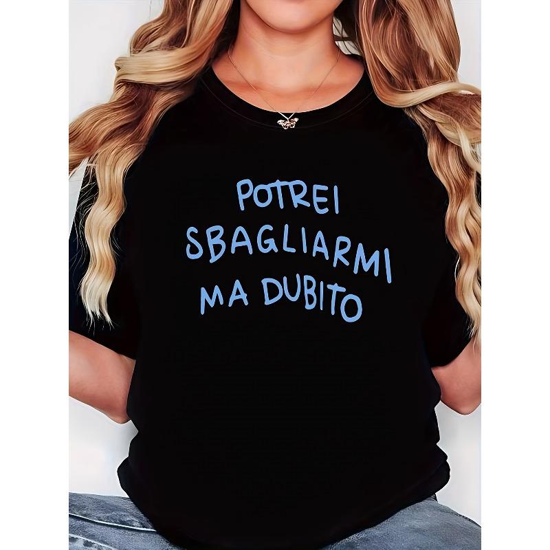 Women S T-Shirt, Spring Black Round Neck Short-Sleeved T-Shirt Italian Confident Text Print Cool Trendy Style Daily Street Commuting Casual Women S To S чёрный
Women S T-Shirt, Spring Black Round Neck Short-Sleeved T-Shirt Italian Confident Text Print Cool Trendy Style Daily Street Commuting Casual Women S To S чёрный