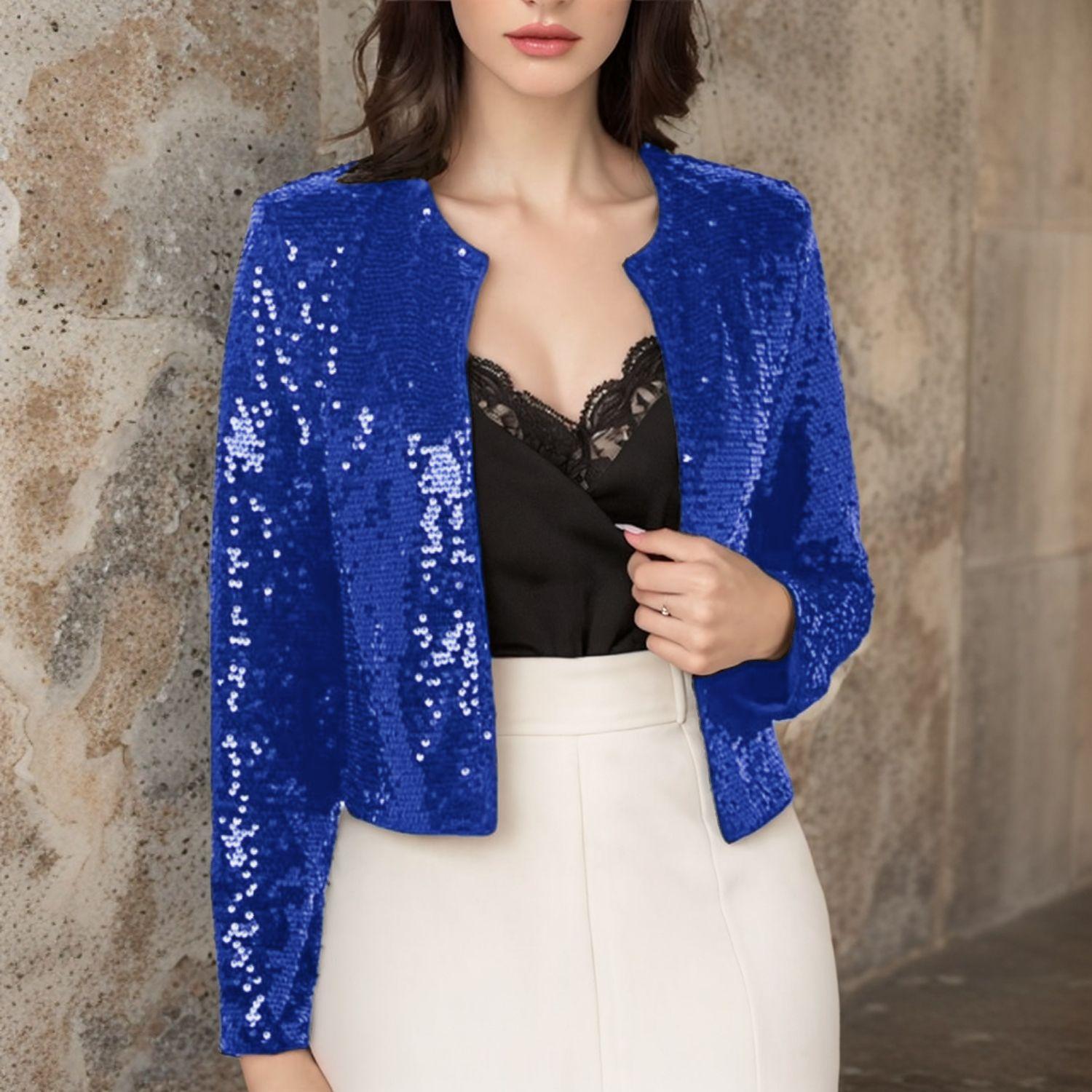 Women s Multi-Color Sequin Round Neck Cropped Jacket S сапфир синий
Women s Multi-Color Sequin Round Neck Cropped Jacket S сапфир синий