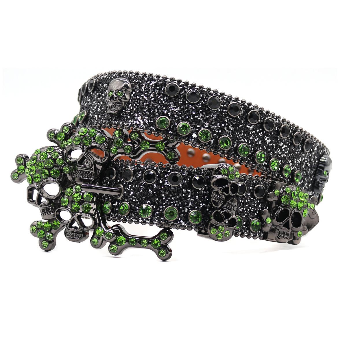 Black and Green Hip-hop European and American Big Skull Belt Personality Trendy Men Jeans Versatile Belt High-end 125cm
Black and Green Hip-hop European and American Big Skull Belt Personality Trendy Men Jeans Versatile Belt High-end 125cm