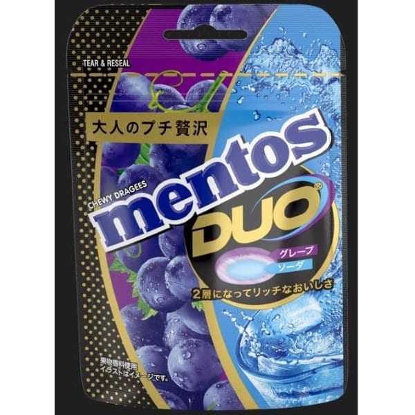 Kracie Mentos DUO Grape & Soda 45 г В тот момент, когда вы откусываете конфету, вы можете насладиться хрустящим текстом В тот момент, когда вы откусываете конфету, вы можете насладиться 1
Kracie Mentos DUO Grape & Soda 45 г В тот момент, когда вы откусываете конфету, вы можете насладиться хрустящим текстом В тот момент, когда вы откусываете конфету, вы можете насладиться 1
