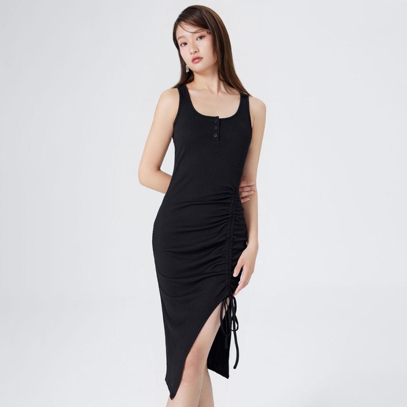 Summer Casual Sleeveless Dresses for Female Ribbed Knit Bodycon Fitting Dress Side Split Tight Dress Black Dress Women s Party Club Dresses 
Summer Casual Sleeveless Dresses for Female Ribbed Knit Bodycon Fitting Dress Side Split Tight Dress Black Dress Women s Party Club Dresses