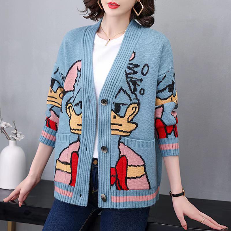 Retro Donald Duck Women s Jacquard Sweater Coat - Autumn/Winter Thick Knit Cardigan, Loose Fit, Lazy Style One Size светло-синий
Retro Donald Duck Women s Jacquard Sweater Coat - Autumn/Winter Thick Knit Cardigan, Loose Fit, Lazy Style One Size светло-синий