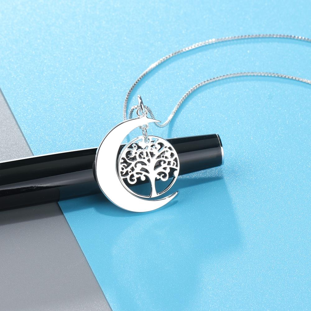 Personalized Sterling Silver Color Pendant Necklace Classic Vintage Jewelry Half Moon With Tree Women Pendant Custom Name Bridal Wedding Occasion
Personalized Sterling Silver Color Pendant Necklace Classic Vintage Jewelry Half Moon With Tree Women Pendant Custom Name Bridal Wedding Occasion