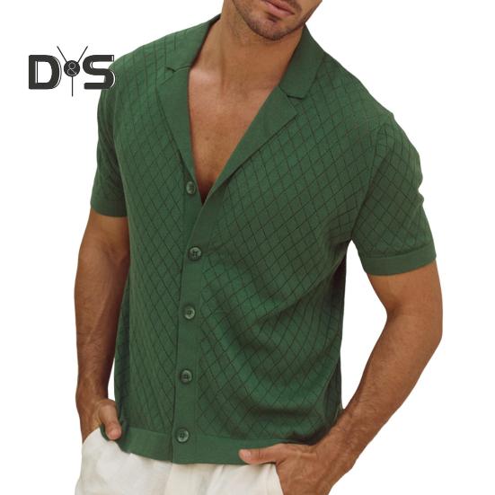 Мужская жаккардовая трикотажная рубашка с коротким рукавом, застегивающаяся на пуговицы, с кубинским воротником, узором в виде ромба, повседневная рубашка для повседневной носки, вечеринок, путешествий M
Мужская жаккардовая трикотажная рубашка с коротким рукавом, застегивающаяся на пуговицы, с кубинским воротником, узором в виде ромба, повседневная рубашка для повседневной носки, вечеринок, путешествий M