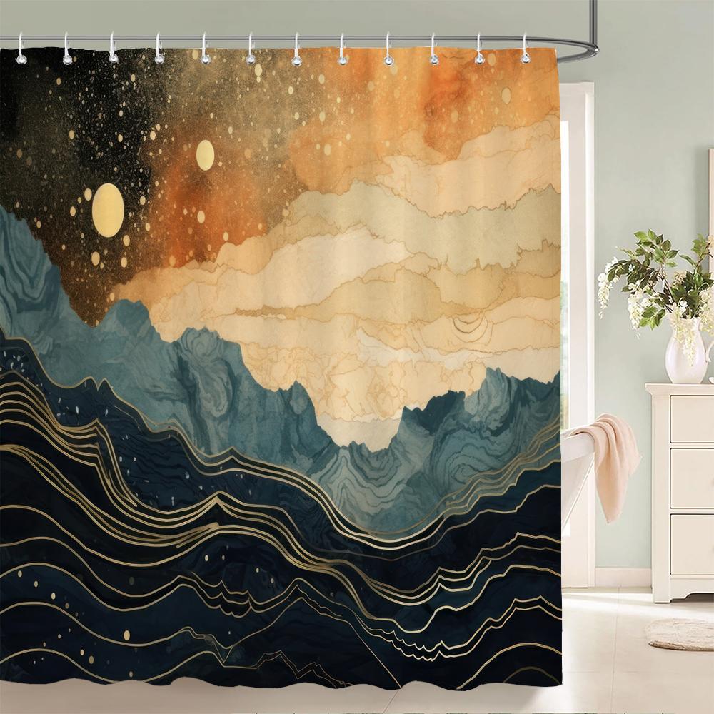 Watercolor Japanese Landscape Style Shower Curtain, Texture Fabric Bathroom Decor Waterproof Fabric Shower Curtian With Hooks W60H190(CM)-1 Pcs
Watercolor Japanese Landscape Style Shower Curtain, Texture Fabric Bathroom Decor Waterproof Fabric Shower Curtian With Hooks W60H190(CM)-1 Pcs