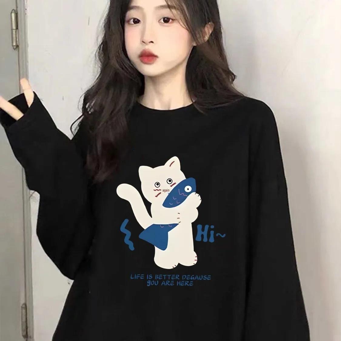 Trendy Pure Cotton Women s Long Sleeve Crew Neck T-Shirt - Chic Cartoon Design, Casual Loose Fit for Spring & Autumn 2025 S for up to 95 lbs
Trendy Pure Cotton Women s Long Sleeve Crew Neck T-Shirt - Chic Cartoon Design, Casual Loose Fit for Spring & Autumn 2025 S for up to 95 lbs