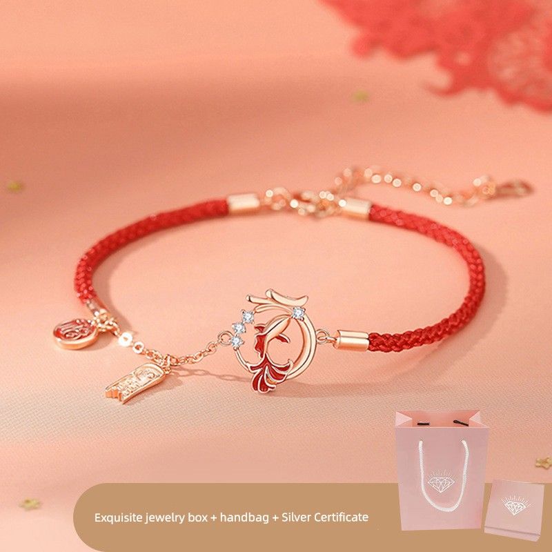 Landed Koi 925 Sterling Silver Bracelet Girl Good Luck Red Gold Ranking Title Pass Every Exam Carrying Strap Birthday Gift Lei Yue Longmen-Bracelet
Landed Koi 925 Sterling Silver Bracelet Girl Good Luck Red Gold Ranking Title Pass Every Exam Carrying Strap Birthday Gift Lei Yue Longmen-Bracelet
