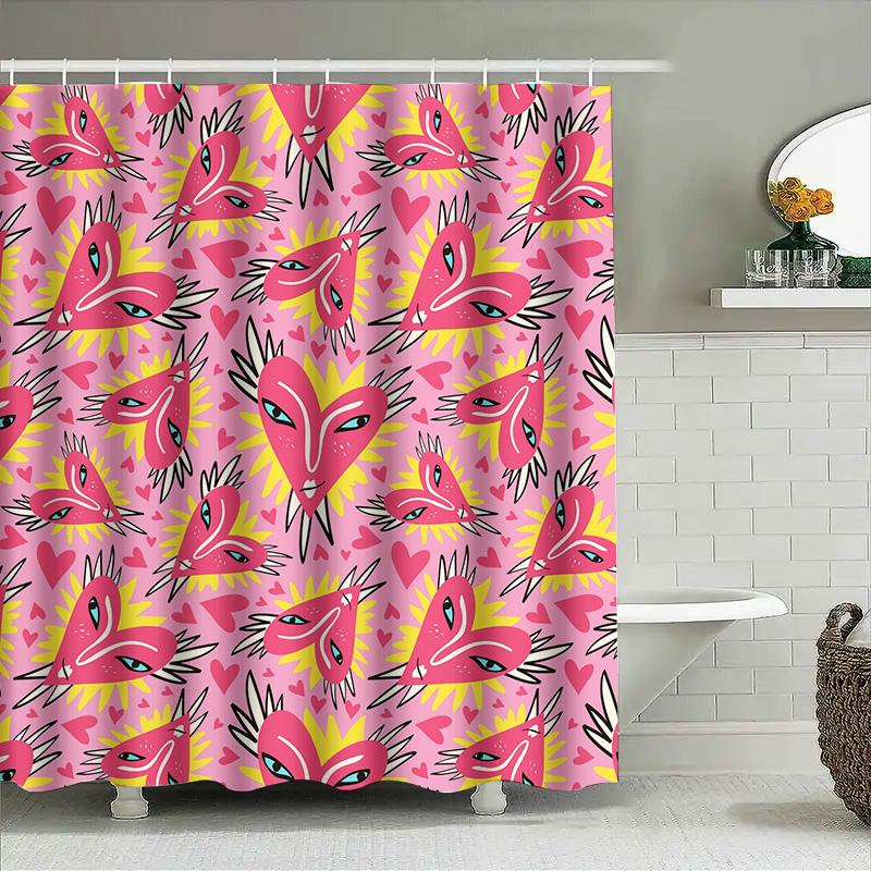 Pink Animal Print Shower Curtain Waterproof Decorative Bath Towel With Yellow Red Hearts Modern Home Decor (60 X 72) 90x180cm
Pink Animal Print Shower Curtain Waterproof Decorative Bath Towel With Yellow Red Hearts Modern Home Decor (60 X 72) 90x180cm