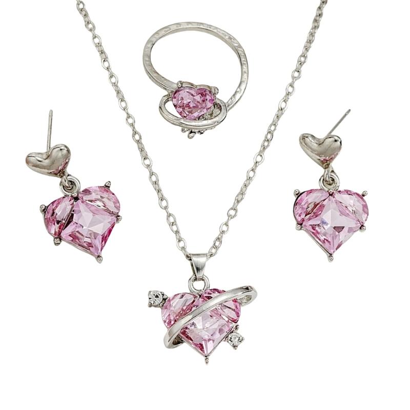 Elegant Bridal Jewelry Set Heart Necklace Drop Earrings Pendant Earrings Heart Rings Party Jewelry Suitable for Wedding рожевий
Elegant Bridal Jewelry Set Heart Necklace Drop Earrings Pendant Earrings Heart Rings Party Jewelry Suitable for Wedding рожевий
