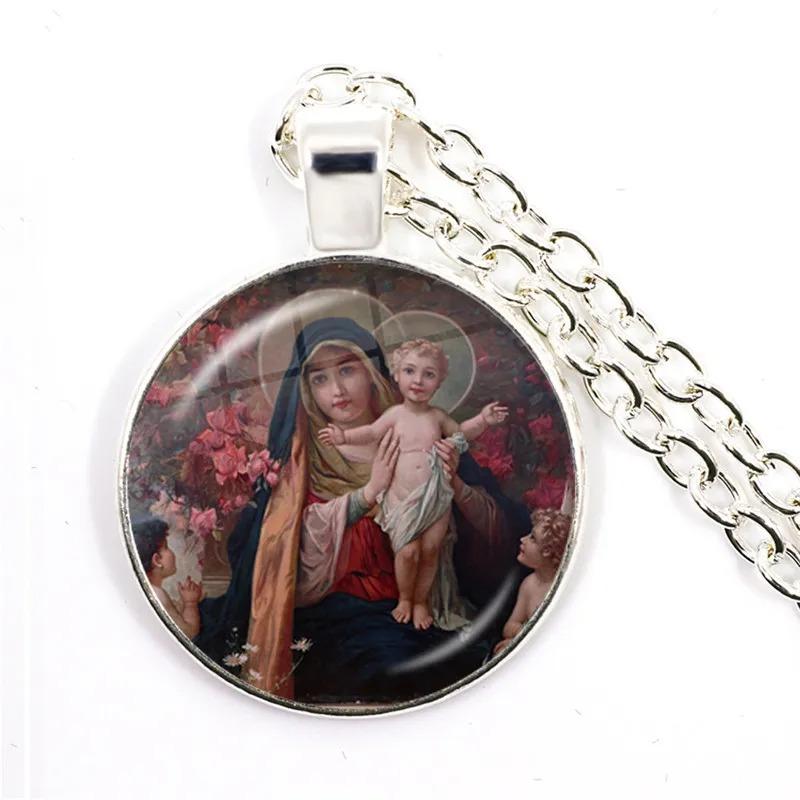Virgin Mary and Baby Jesus Christian Catholicism Jewelry Necklace Blessed Mother Religious Art Glass Cabochon Dome Pendant Gift
Virgin Mary and Baby Jesus Christian Catholicism Jewelry Necklace Blessed Mother Religious Art Glass Cabochon Dome Pendant Gift