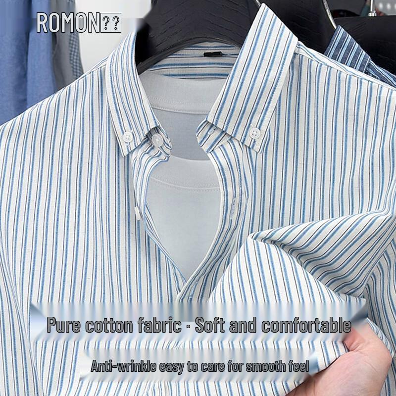 ROMON Men s Striped Cotton Linen Short Sleeve Shirt M
ROMON Men s Striped Cotton Linen Short Sleeve Shirt M