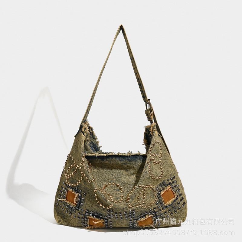 Large-capacity Tote Bag Earth-style Retro Denim American Trend Cross-body Rivet Design Shoulder хакі
Large-capacity Tote Bag Earth-style Retro Denim American Trend Cross-body Rivet Design Shoulder хакі