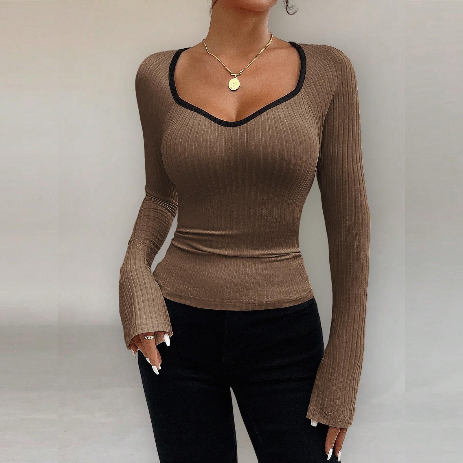 Women s Fashion Long Sleeve U-Neck Knitted Bottoming Top S кофейный
Women s Fashion Long Sleeve U-Neck Knitted Bottoming Top S кофейный