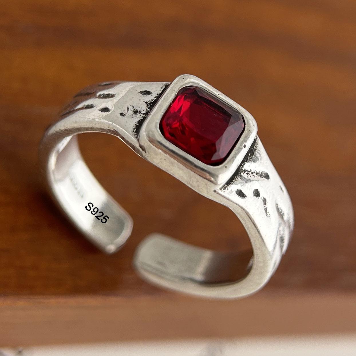 925 Sterling Silver Rings for Women Couple Minimalist Handmade Simple Red Stone Ring Fine Jewelry Gift Prevent Allergy resizable
925 Sterling Silver Rings for Women Couple Minimalist Handmade Simple Red Stone Ring Fine Jewelry Gift Prevent Allergy resizable