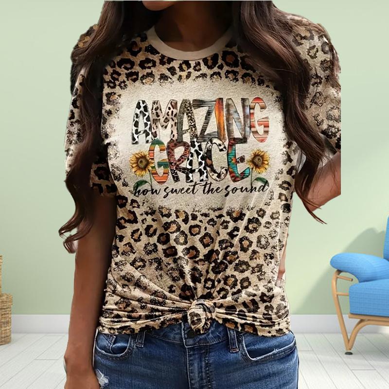 Fashion Women Color Blocked Leopard Print Cat Print T Shirt Funny Casual O-neck Short Sleeves T-shirt Summer Female Tee Shirt 8XL
Fashion Women Color Blocked Leopard Print Cat Print T Shirt Funny Casual O-neck Short Sleeves T-shirt Summer Female Tee Shirt 8XL