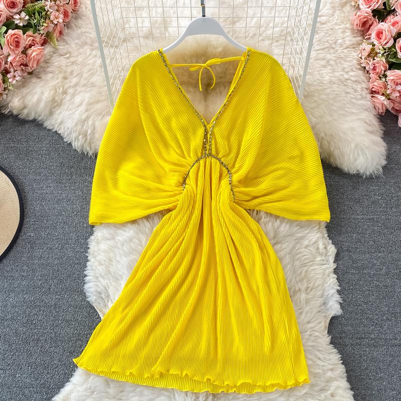 Высококачественное сексуальное темпераментное свободное плиссированное платье с v-образным вырезом и открытой спиной на талии и рукавами «летучая мышь» One Size жёлтый
Высококачественное сексуальное темпераментное свободное плиссированное платье с v-образным вырезом и открытой спиной на талии и рукавами «летучая мышь» One Size жёлтый