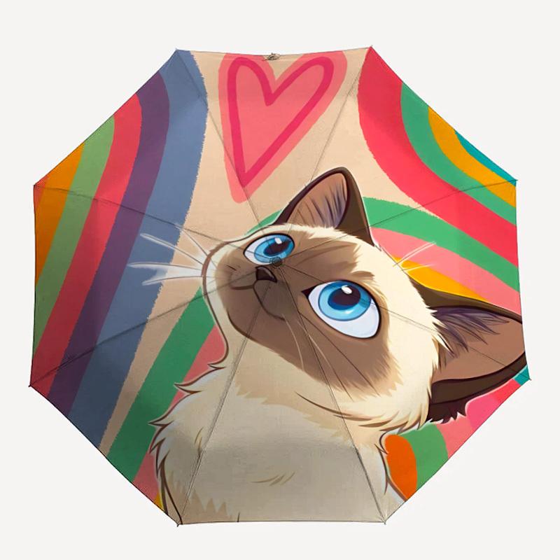 1pc Siamese Cat Rainbow Heart Automatic Folding Umbrella - Compact 8-Rib Design, Durable Plastic & Iron, Lightweight for Outdoor Daily Use047
1pc Siamese Cat Rainbow Heart Automatic Folding Umbrella - Compact 8-Rib Design, Durable Plastic & Iron, Lightweight for Outdoor Daily Use047