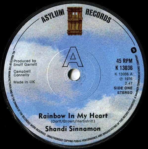 7inch Record SHANDI SINNAMON - Rainbow In My Heart K13036 Asylum Records 1976 UK Pop Used
7inch Record SHANDI SINNAMON - Rainbow In My Heart K13036 Asylum Records 1976 UK Pop Used