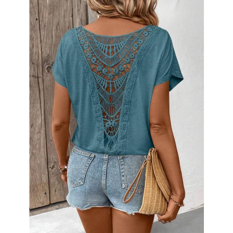 Spring and summer new lace splicing short-sleeved t-shirt women s clothing XS зелений
Spring and summer new lace splicing short-sleeved t-shirt women s clothing XS зелений