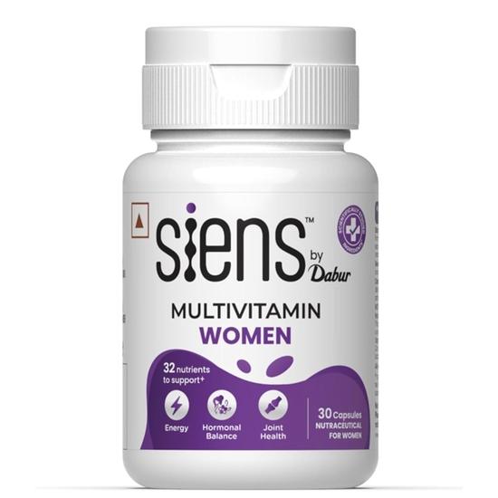 Siens By Dabur Multivitamin for Women-30 capsules | 32 nutrients to support Overall Health, Energy, Hormonal balance & Joint Health, 1 count
Siens By Dabur Multivitamin for Women-30 capsules | 32 nutrients to support Overall Health, Energy, Hormonal balance & Joint Health, 1 count