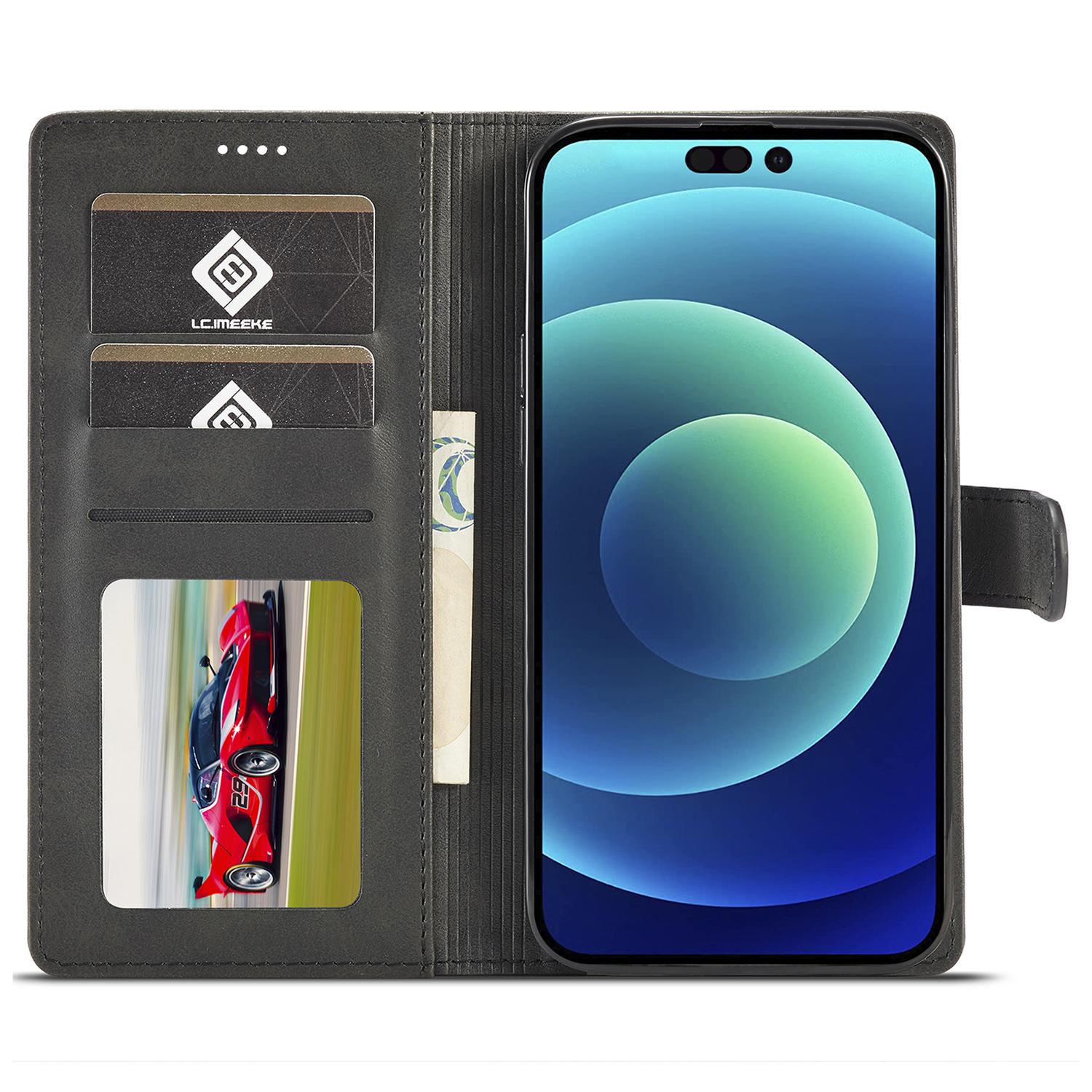 LC.IMEEKE For iPhone 15 Pro Max Wallet Case Calf Texture Foldable Stand PU Leather Flip Cover Grey
LC.IMEEKE For iPhone 15 Pro Max Wallet Case Calf Texture Foldable Stand PU Leather Flip Cover Grey