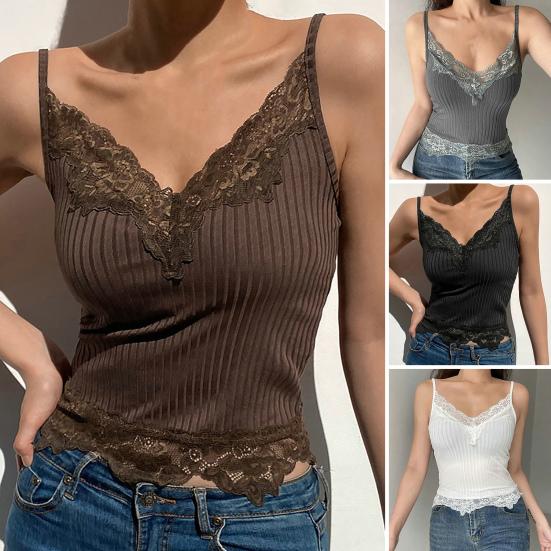 Женская майка с глубоким V-образным вырезом и кружевным вырезом Slim Fit Пуловер без рукавов Повседневная одежда Сплошной цвет Сексуальная бретелька на бретельках Женская футболка-жилет на весну и лето
Женская майка с глубоким V-образным вырезом и кружевным вырезом Slim Fit Пуловер без рукавов Повседневная одежда Сплошной цвет Сексуальная бретелька на бретельках Женская футболка-жилет на весну и лето