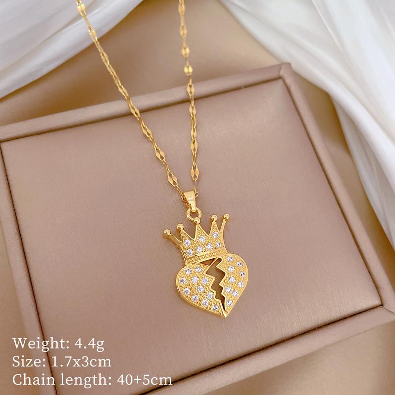 Crown Love Heartbreak Light Luxury Temperament Gorgeous Full Diamond Necklace Women S Versatile Collarbone Chain Titanium Steel Chain
Crown Love Heartbreak Light Luxury Temperament Gorgeous Full Diamond Necklace Women S Versatile Collarbone Chain Titanium Steel Chain