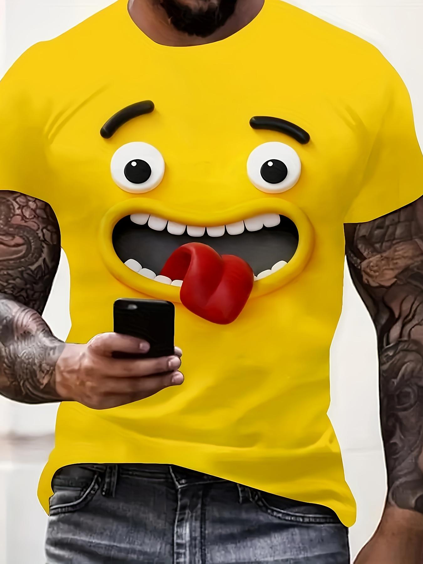Мужская футболка с забавным мультяшным лицом — легкая и удобная футболка с коротким рукавом — привлекательная летняя мода для унисекс — полиэстер
Мужская футболка с забавным мультяшным лицом — легкая и удобная футболка с коротким рукавом — привлекательная летняя мода для унисекс — полиэстер