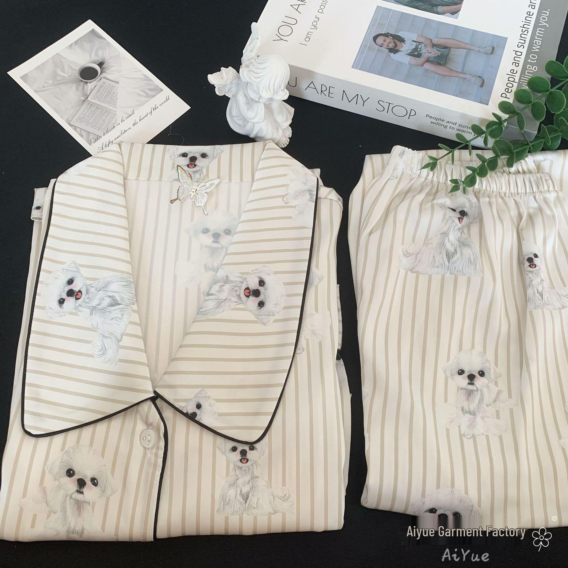 Cute Pet White Puppy Ice Silk Pajamas: Striped Long Sleeve & Pants Set XL (120-140 Jin)
Cute Pet White Puppy Ice Silk Pajamas: Striped Long Sleeve & Pants Set XL (120-140 Jin)
