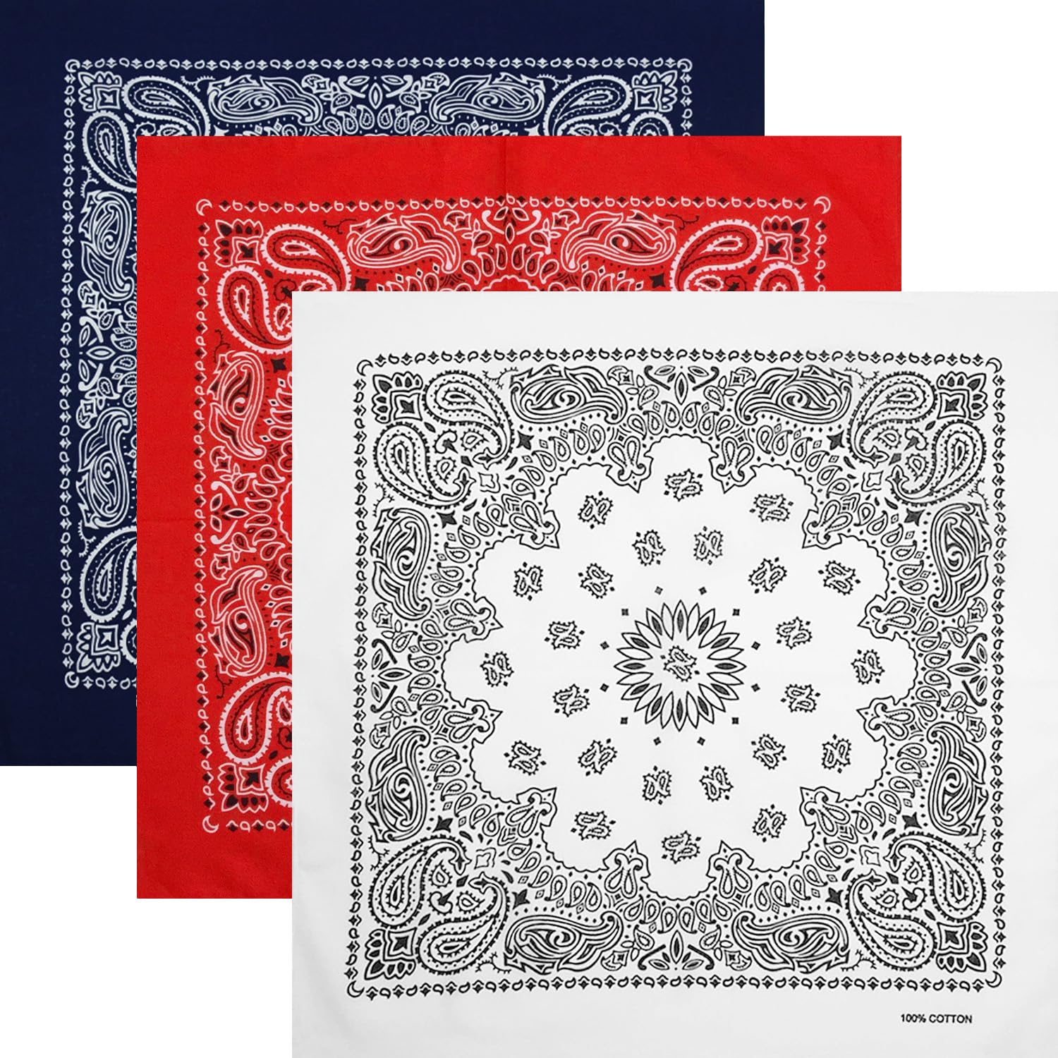 kakatrend Bandana 100% Cotton Navy White Red Adults Men Paisley Stylish Handkerchief Cotton Bandana Unisex Durag Set of 3 55cm x 55cm
kakatrend Bandana 100% Cotton Navy White Red Adults Men Paisley Stylish Handkerchief Cotton Bandana Unisex Durag Set of 3 55cm x 55cm
