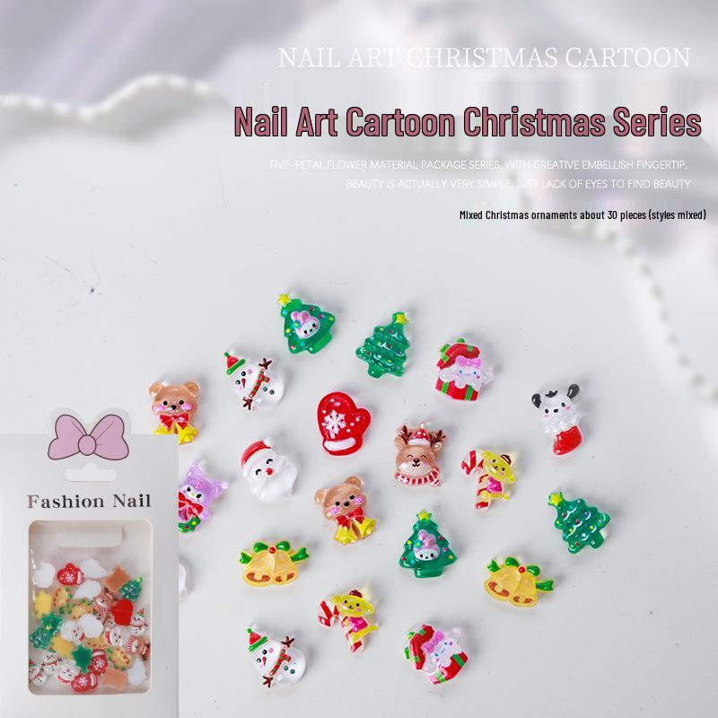 30-Piece Christmas Nail Art Set: Resin Rhinestones & Cute Cartoon Xmas Tree, Santa, Gloves Decorations
30-Piece Christmas Nail Art Set: Resin Rhinestones & Cute Cartoon Xmas Tree, Santa, Gloves Decorations