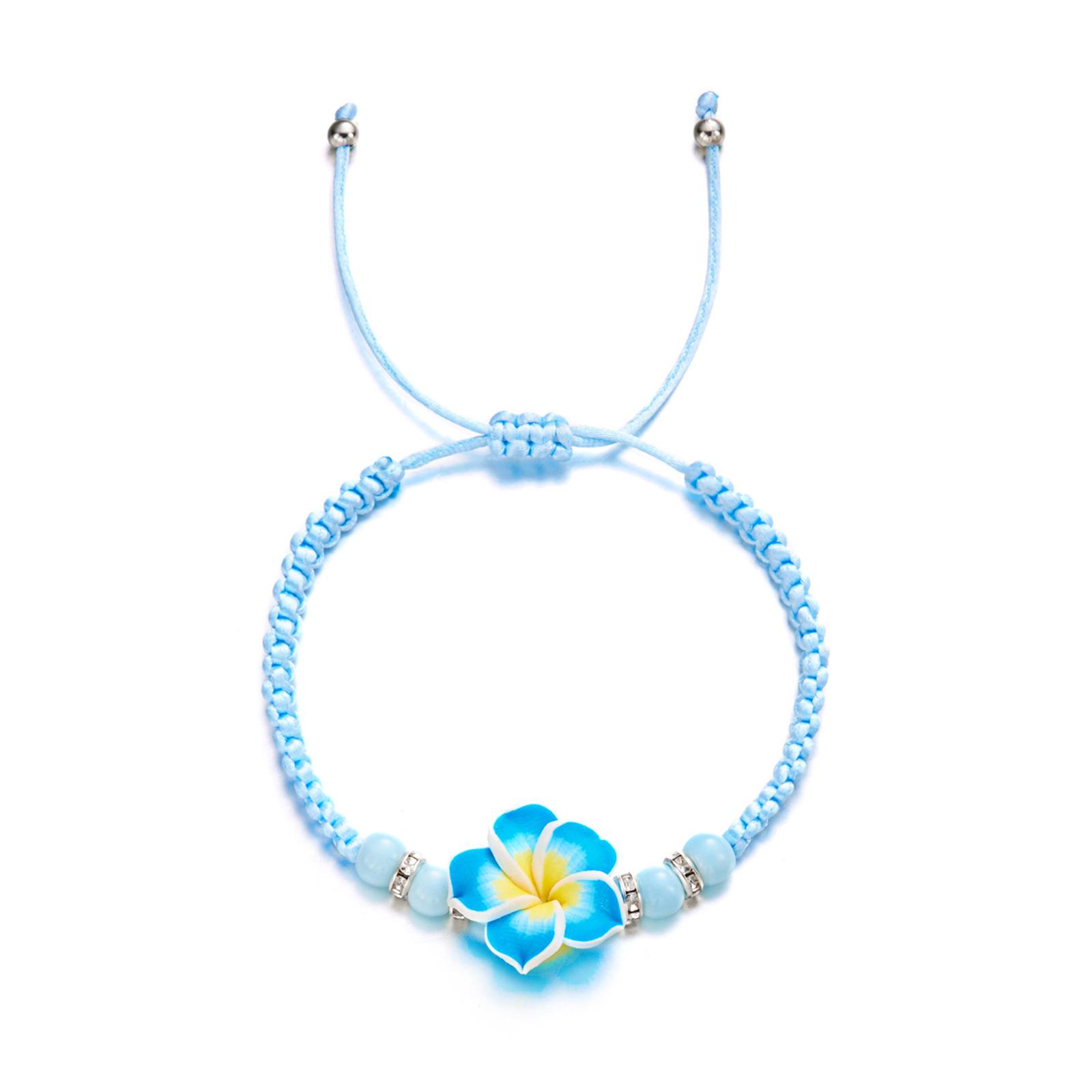 Bohemian Braided Wristband With Plumeria Charm Adjustable Soft Clay Bracelet Handmade Beach Jewelry Tropical Wristband синій
Bohemian Braided Wristband With Plumeria Charm Adjustable Soft Clay Bracelet Handmade Beach Jewelry Tropical Wristband синій