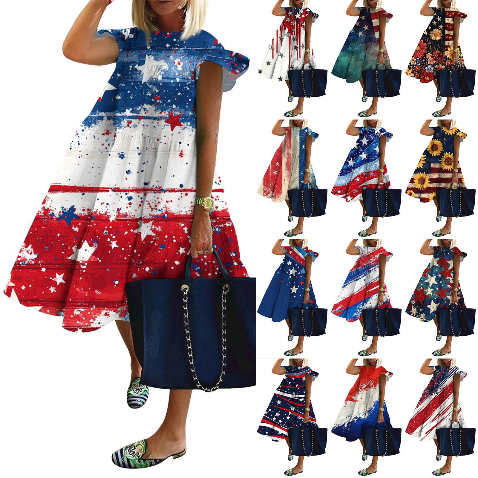 Women s Fashion Casual Loose Round Neck Ruffle Sleeve Independence Day Printed Dresses XL
Women s Fashion Casual Loose Round Neck Ruffle Sleeve Independence Day Printed Dresses XL