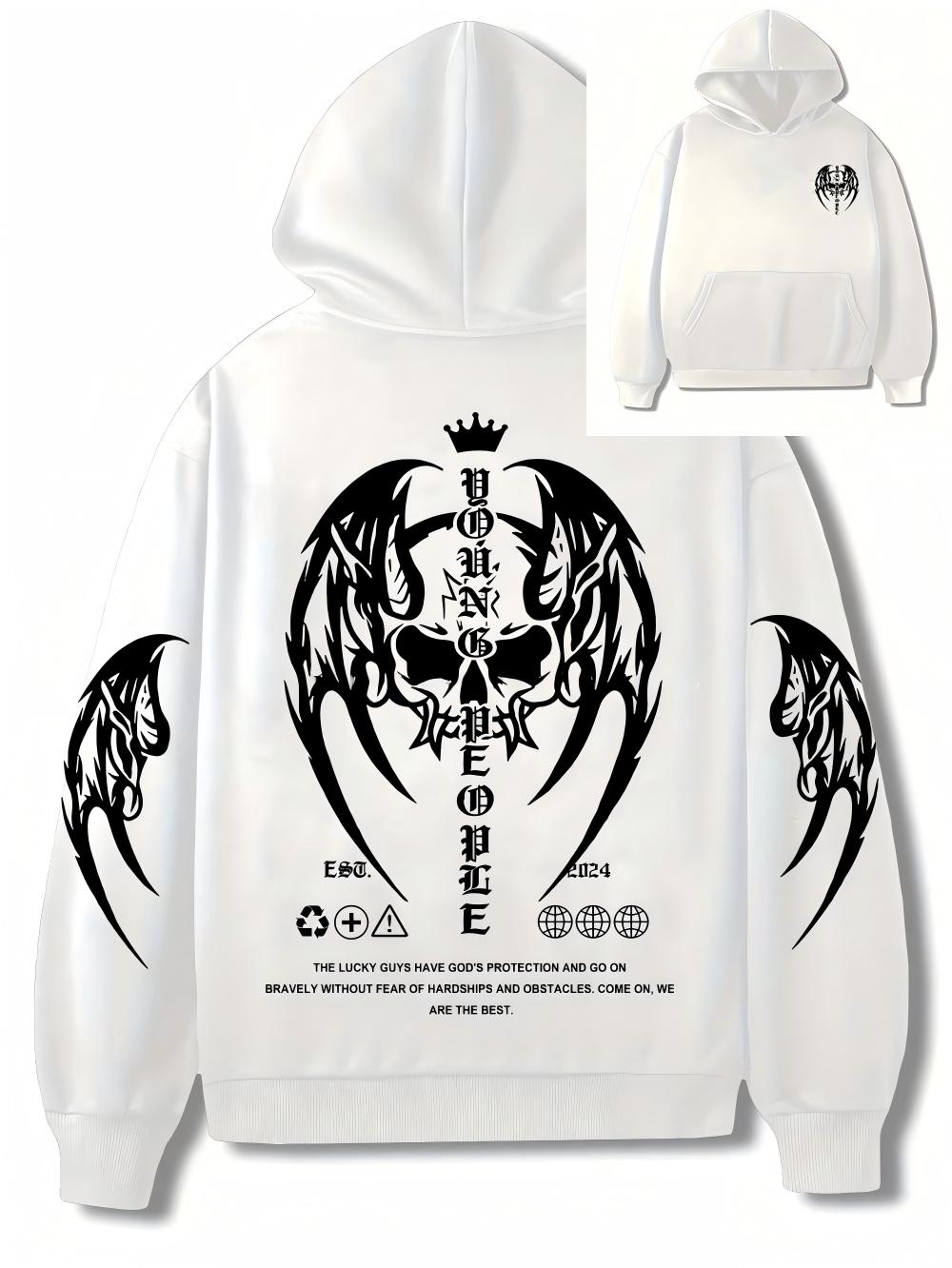 New European and American autumn men s Gothic skull letter print micro elastic comfortable hooded sweatshirt outdoor street top 3XL
New European and American autumn men s Gothic skull letter print micro elastic comfortable hooded sweatshirt outdoor street top 3XL