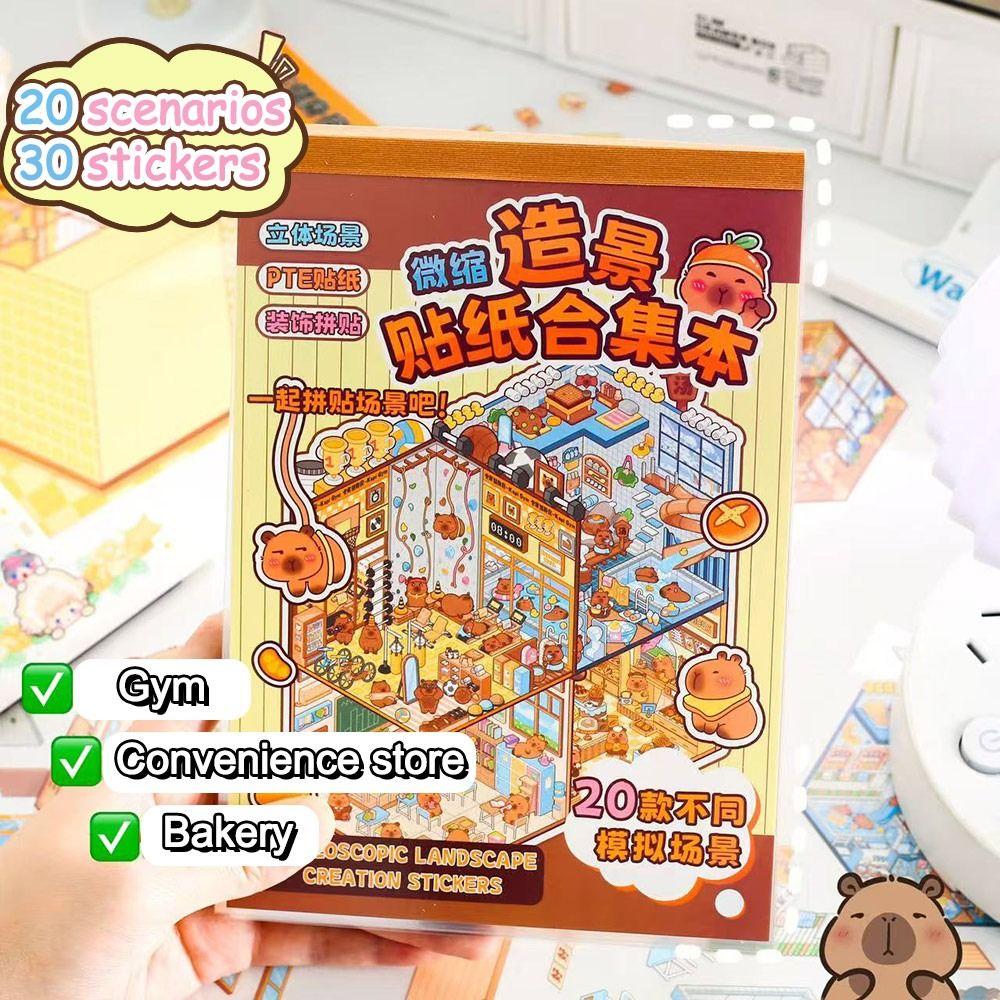 Decompression Miniature Landscape Sticker Collection Capibara Miniature Scene Collage Gifts