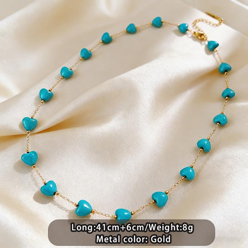 Retro Turquoise Heart-Shaped Stainless Steel Gold Color Chain Necklace for Women Sexy Choker Clavicle Chain Jewelry Accessory
Retro Turquoise Heart-Shaped Stainless Steel Gold Color Chain Necklace for Women Sexy Choker Clavicle Chain Jewelry Accessory