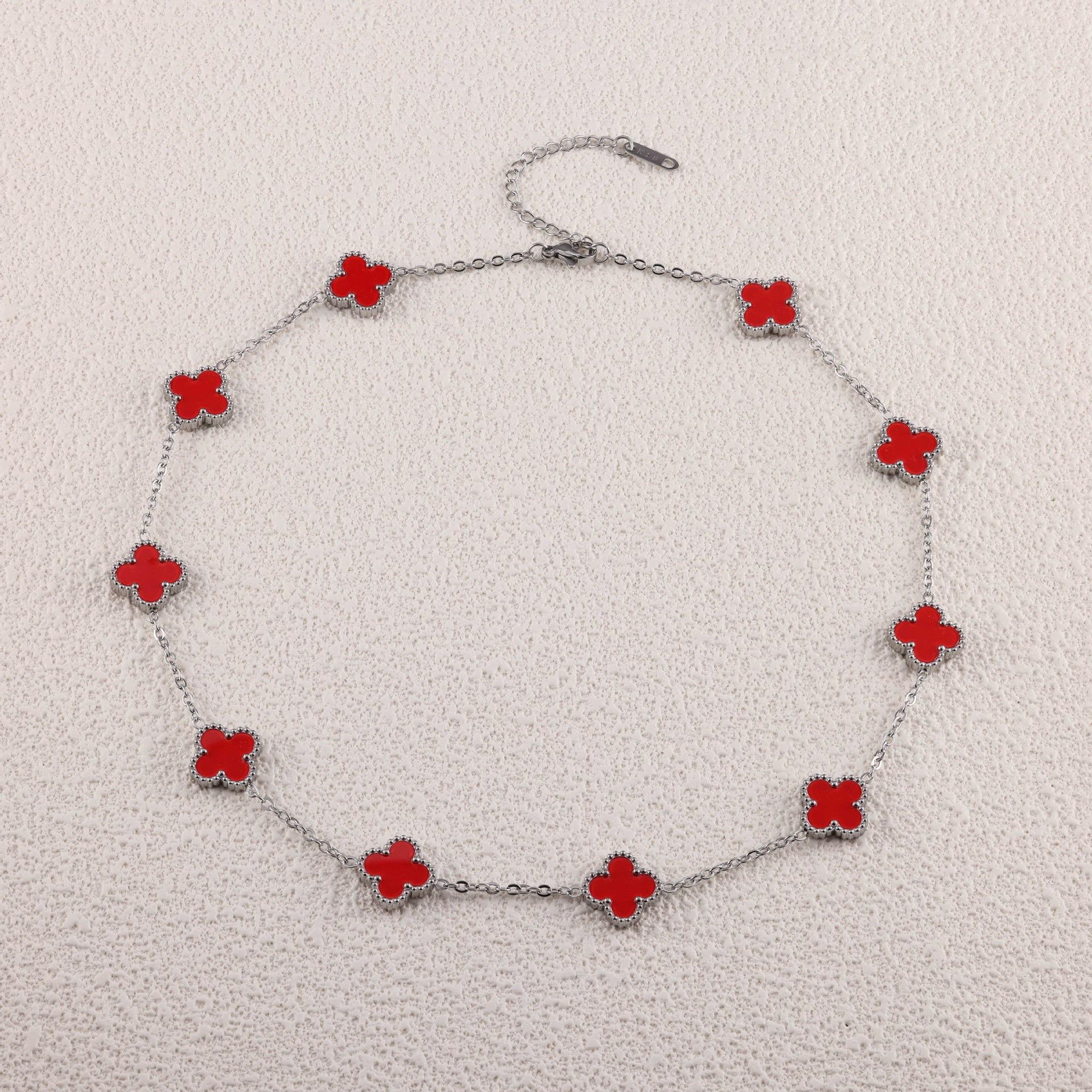 13 мм четырехлистный клевер десять цветов ожерелье женская цепочка воротник кость мода без потери цвета премиум-ощущение ожерелье
13 мм четырехлистный клевер десять цветов ожерелье женская цепочка воротник кость мода без потери цвета премиум-ощущение ожерелье