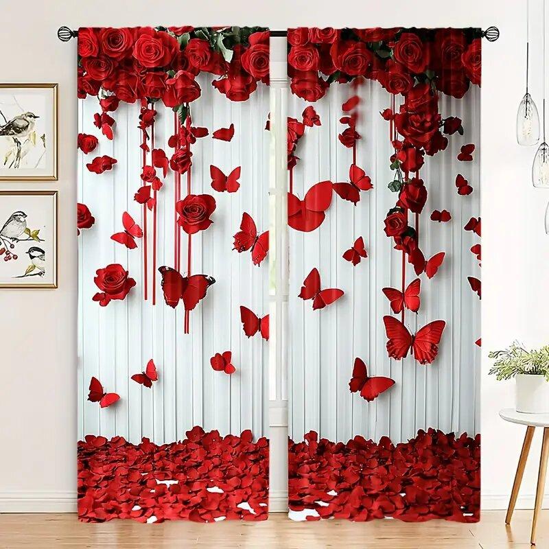 Wine Red Butterfly Print Curtains Christmas Decorations Bedroom Living Room Home Decoration Made Of Polyester Window Treatment W100*H70(CM)-Hooks&1PCS
Wine Red Butterfly Print Curtains Christmas Decorations Bedroom Living Room Home Decoration Made Of Polyester Window Treatment W100*H70(CM)-Hooks&1PCS