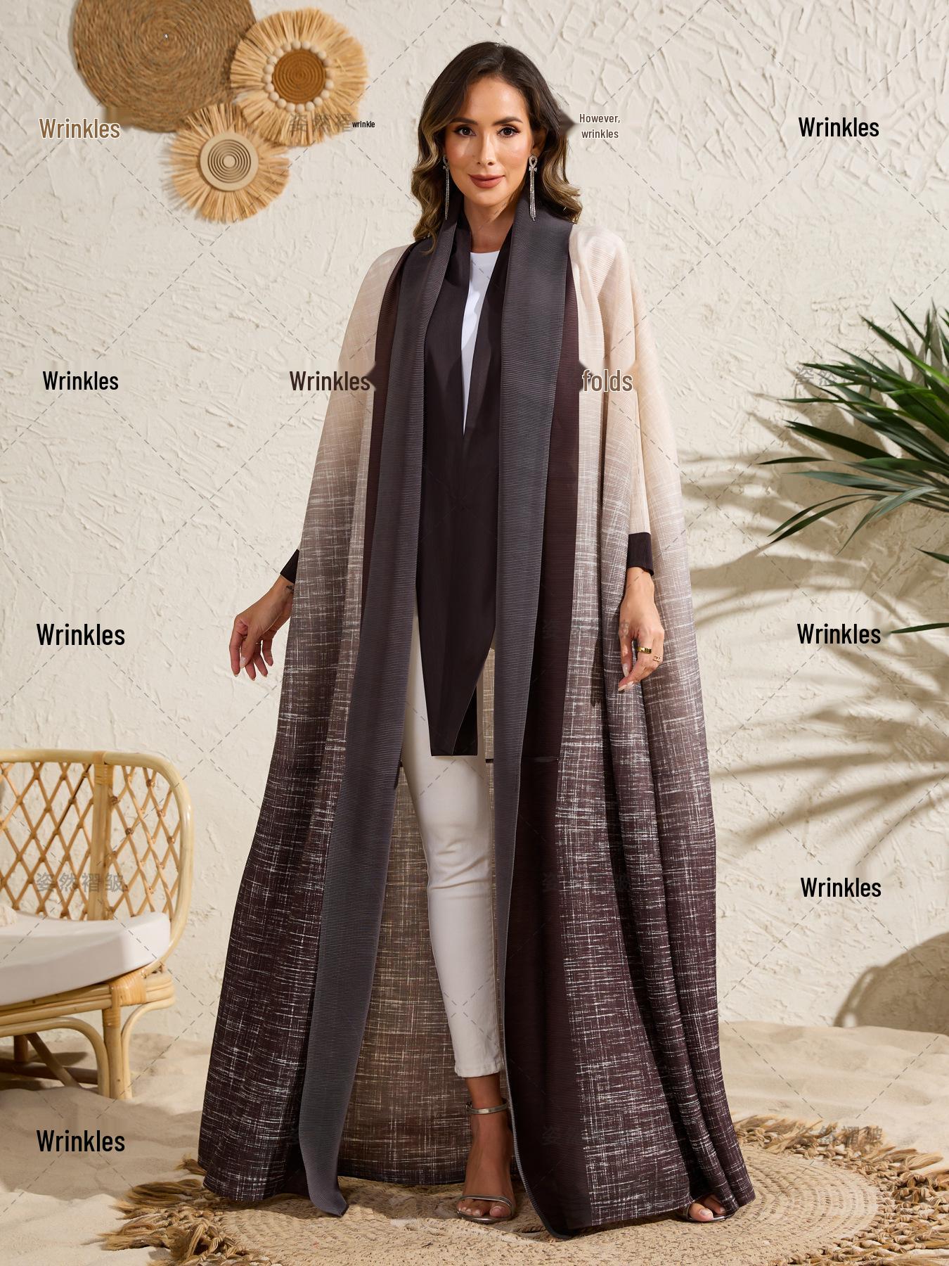 Плиссированное градиентное платье-абая с длинными рукавами One Size кофейный
Плиссированное градиентное платье-абая с длинными рукавами One Size кофейный