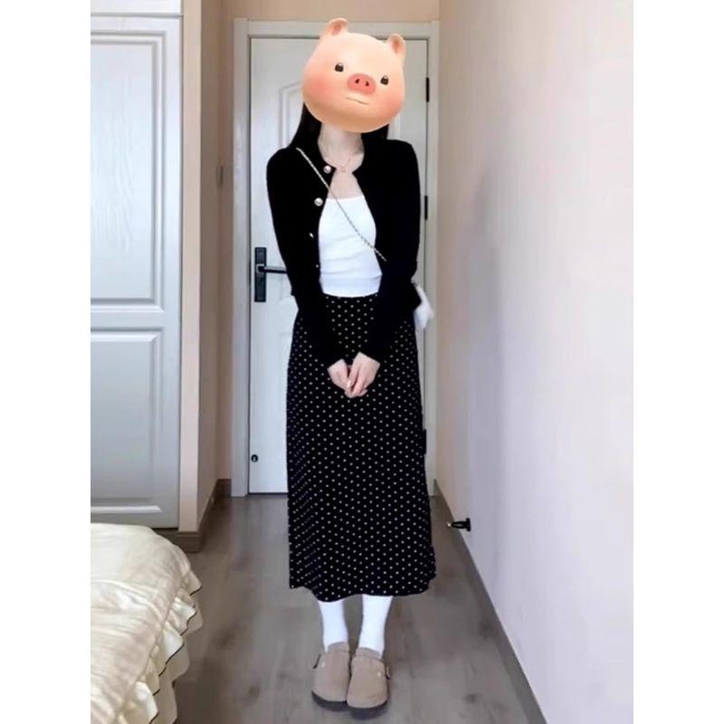 Французский черный кардиган, юбка в горошек, детское пальто на раннюю осень, весенне-осенний темпераментный холодный стиль, нарядный костюм Wave Dot Skirt S Suggested 37.50 kg-45.00 kg
Французский черный кардиган, юбка в горошек, детское пальто на раннюю осень, весенне-осенний темпераментный холодный стиль, нарядный костюм Wave Dot Skirt S Suggested 37.50 kg-45.00 kg