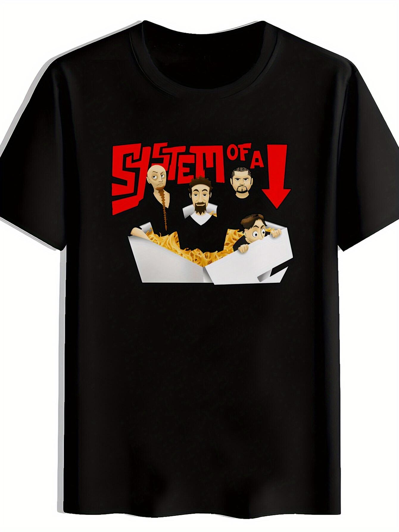 SYSTEM OF A Graphic Print T-shirt - Black Casual Short Sleeve Round Neck Summer Tee with Cartoon Characters & French Fries Design XXL
SYSTEM OF A Graphic Print T-shirt - Black Casual Short Sleeve Round Neck Summer Tee with Cartoon Characters & French Fries Design XXL